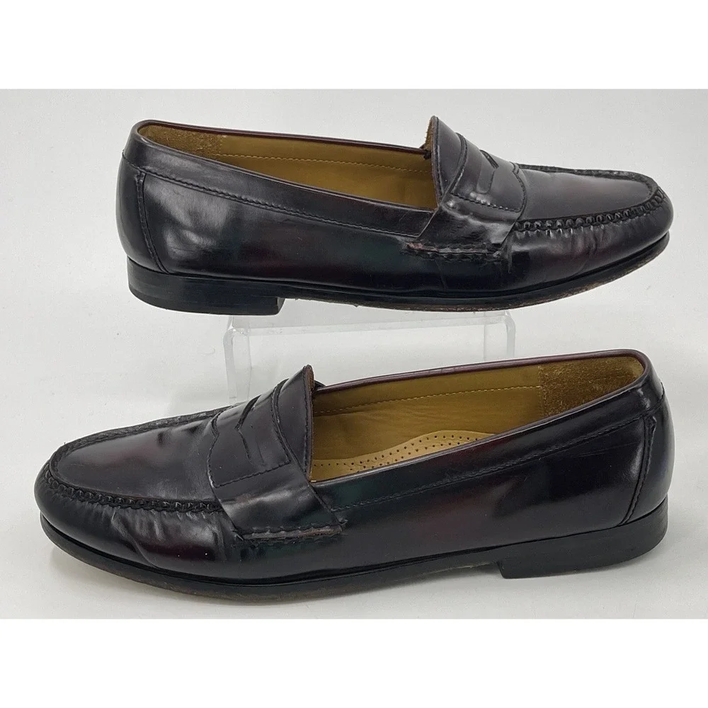 Cole Haan 03504 Burgundy Leather Moc‎ Toe Penny Loafers Men's 10.5 D
